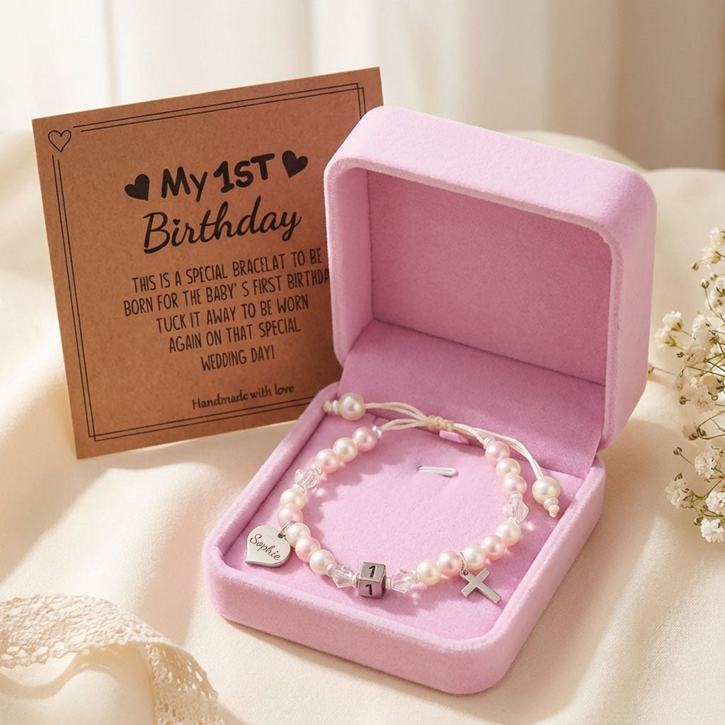 Personalized Name Baby 1st Birthday Bracelet - Glaxias