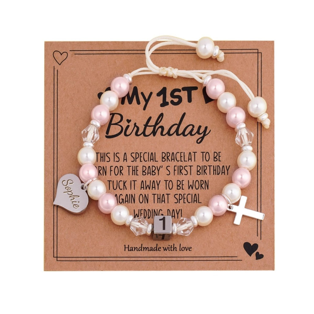 Personalized Name Baby 1st Birthday Bracelet - Glaxias