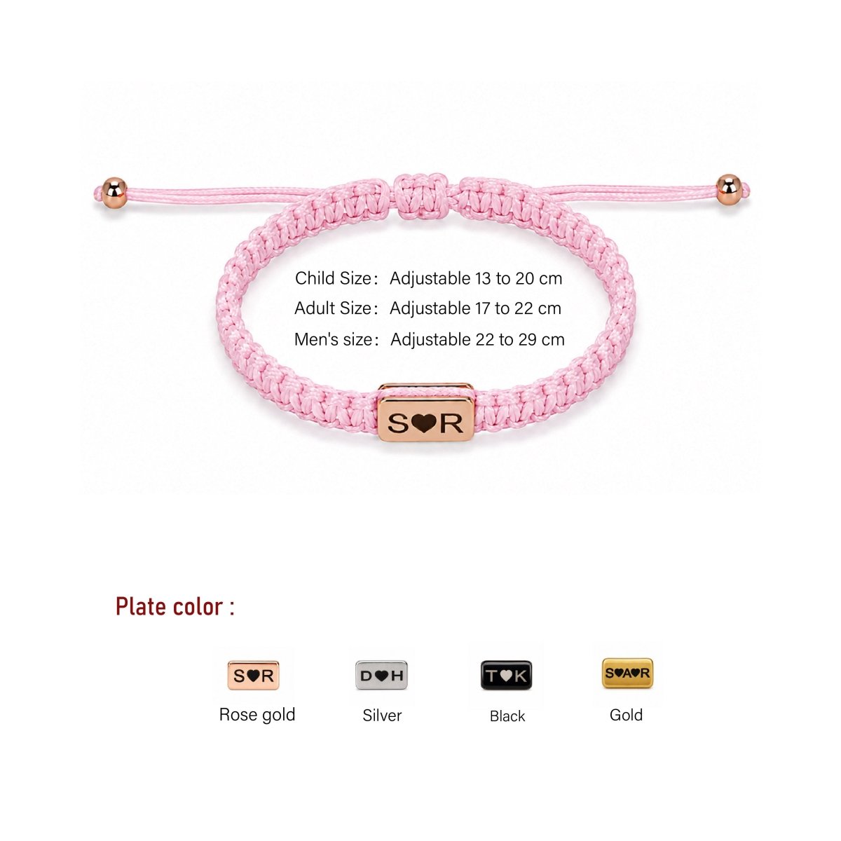 Personalized Name Braided Bracelet Adjustable Woven Rope Bracelet for Kids and Adults - Glaxias