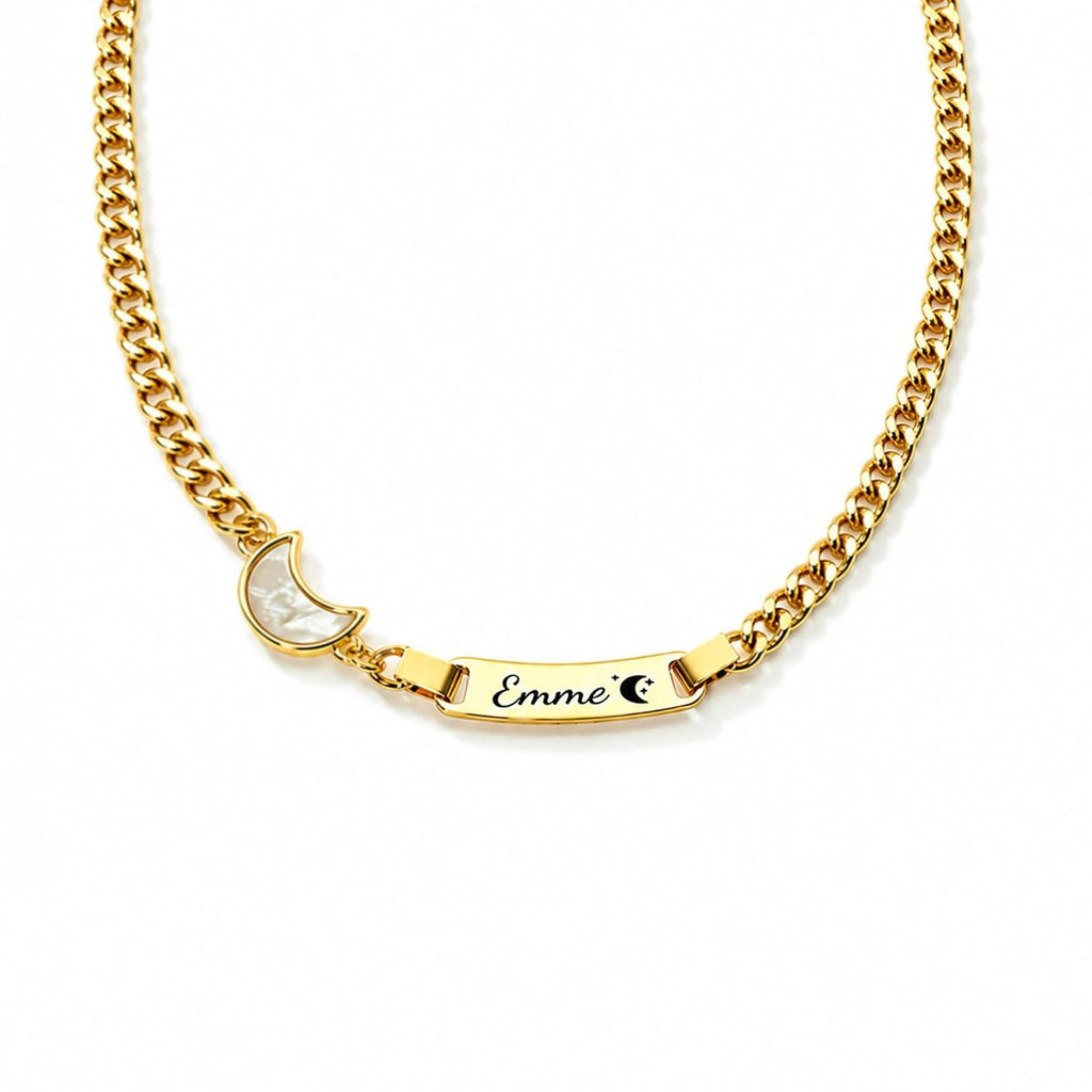 Personalized Name Cuban Link Bracelet and Necklace with Shell Charm - Glaxias