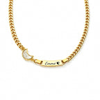 Personalized Name Cuban Link Bracelet and Necklace with Shell Charm - Glaxias