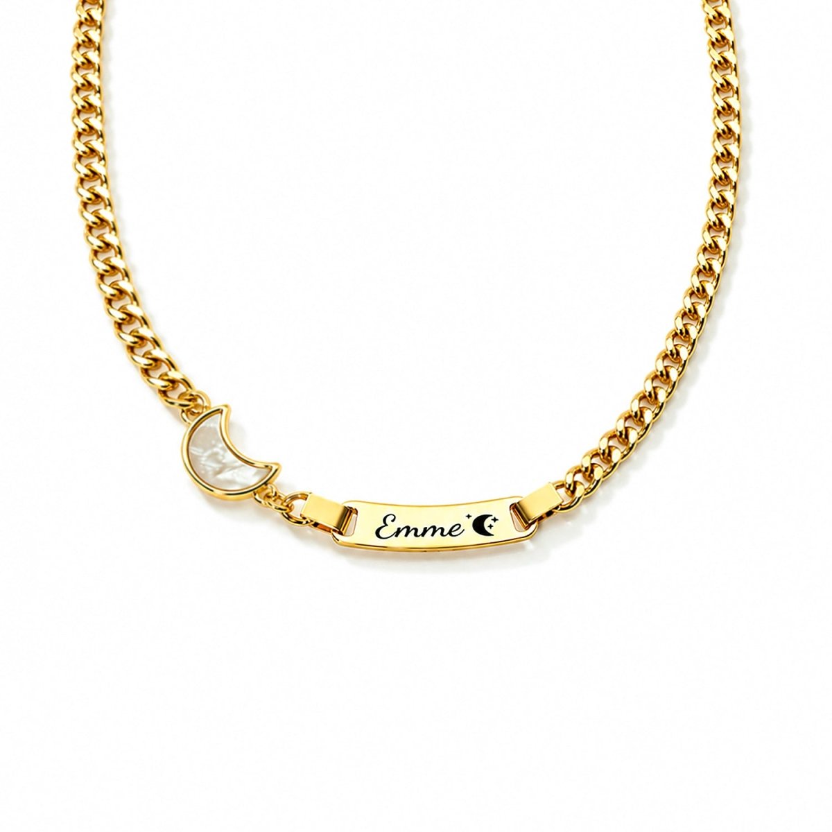 Personalized Name Cuban Link Bracelet and Necklace with Shell Charm - Glaxias