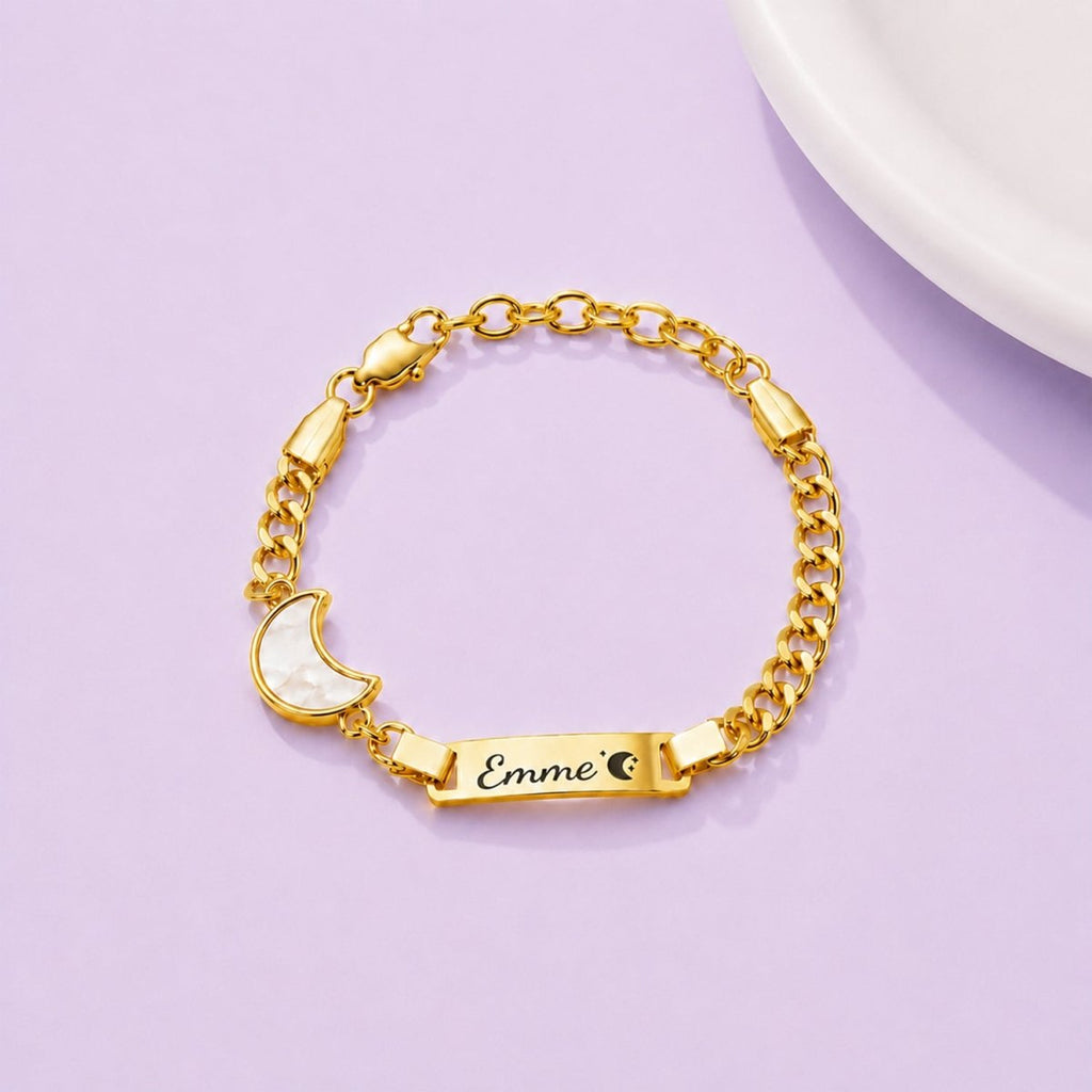 Personalized Name Cuban Link Bracelet and Necklace with Shell Charm - Glaxias