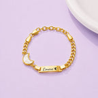 Personalized Name Cuban Link Bracelet and Necklace with Shell Charm - Glaxias