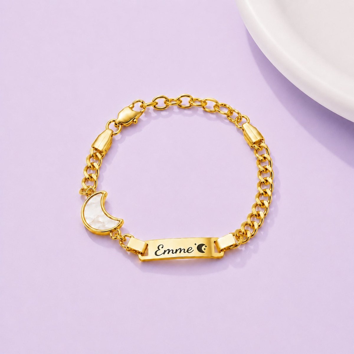 Personalized Name Cuban Link Bracelet and Necklace with Shell Charm - Glaxias