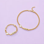 Personalized Name Cuban Link Bracelet and Necklace with Shell Charm - Glaxias