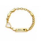 Personalized Name Cuban Link Bracelet and Necklace with Shell Charm - Glaxias