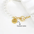 Personalized Name Girl's Heart Flower Charm Pearl Necklace - Glaxias