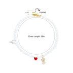 Personalized Name Girl's Heart Flower Charm Pearl Necklace - Glaxias