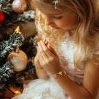 Personalized Name Heart Christmas Charm Children's Bracelet - Glaxias