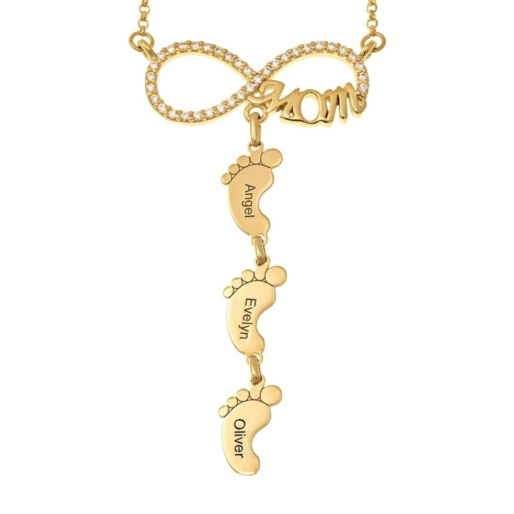 Personalized Name Necklace with Baby Feet Pendant - Glaxias