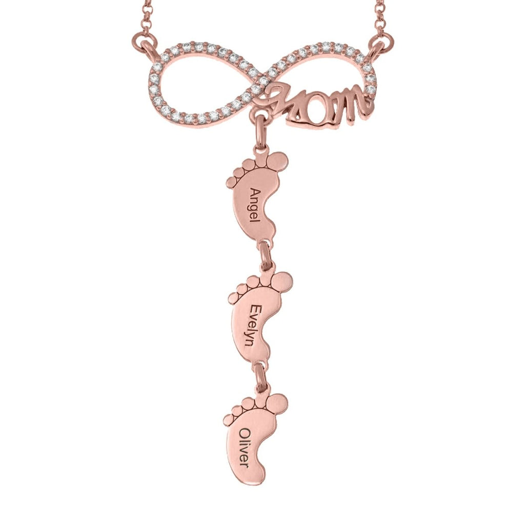 Personalized Name Necklace with Baby Feet Pendant - Glaxias
