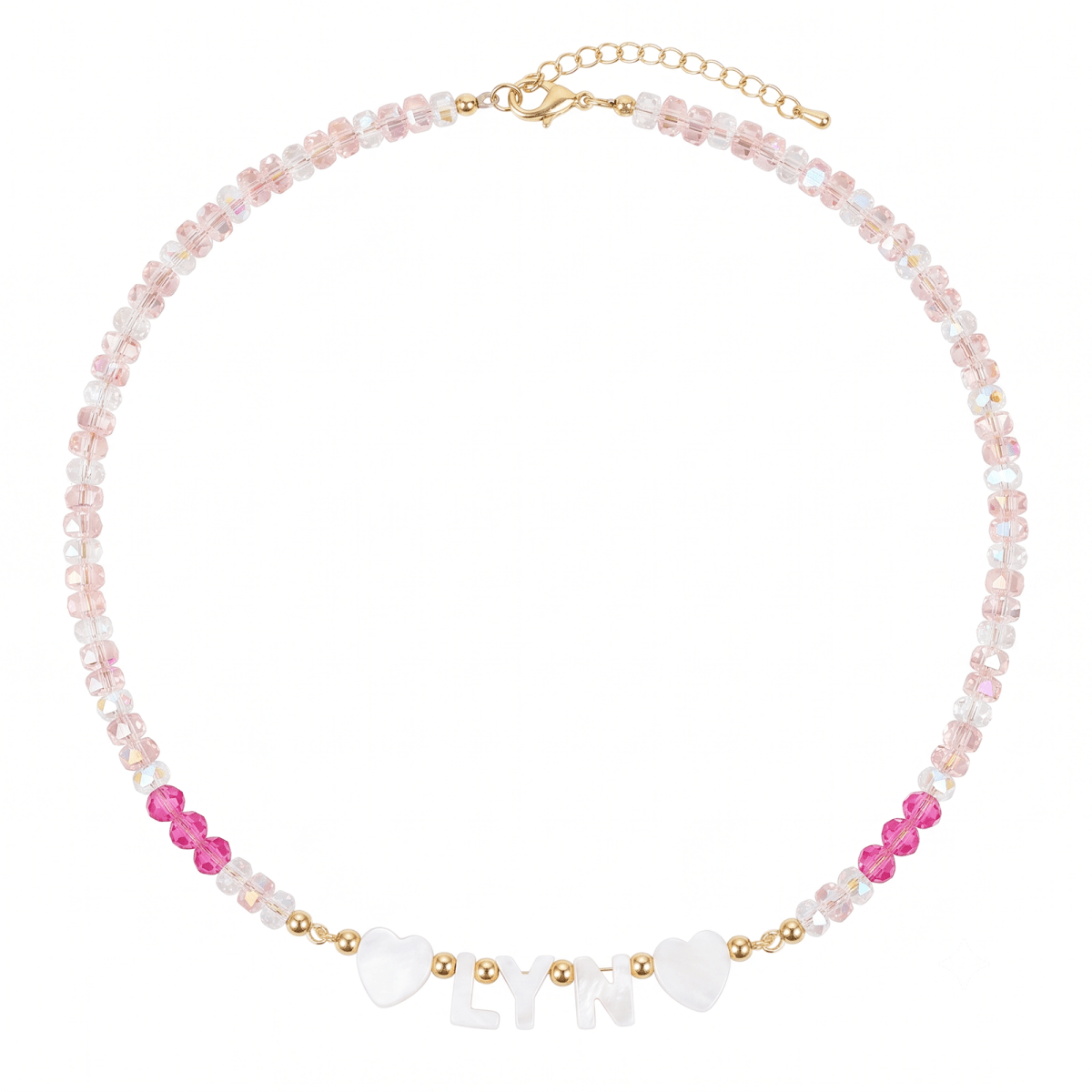 Personalized Name Necklace with Mother of Pearl Letter Beads for Girls - Glaxias