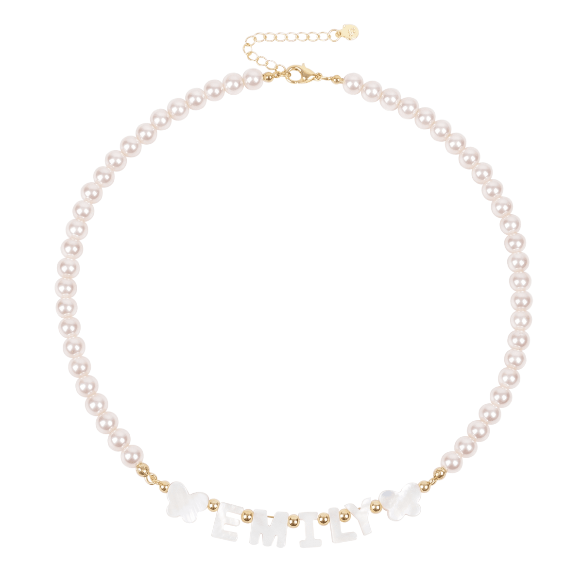 Personalized Name Necklace with Mother of Pearl Letter Beads for Girls - Glaxias