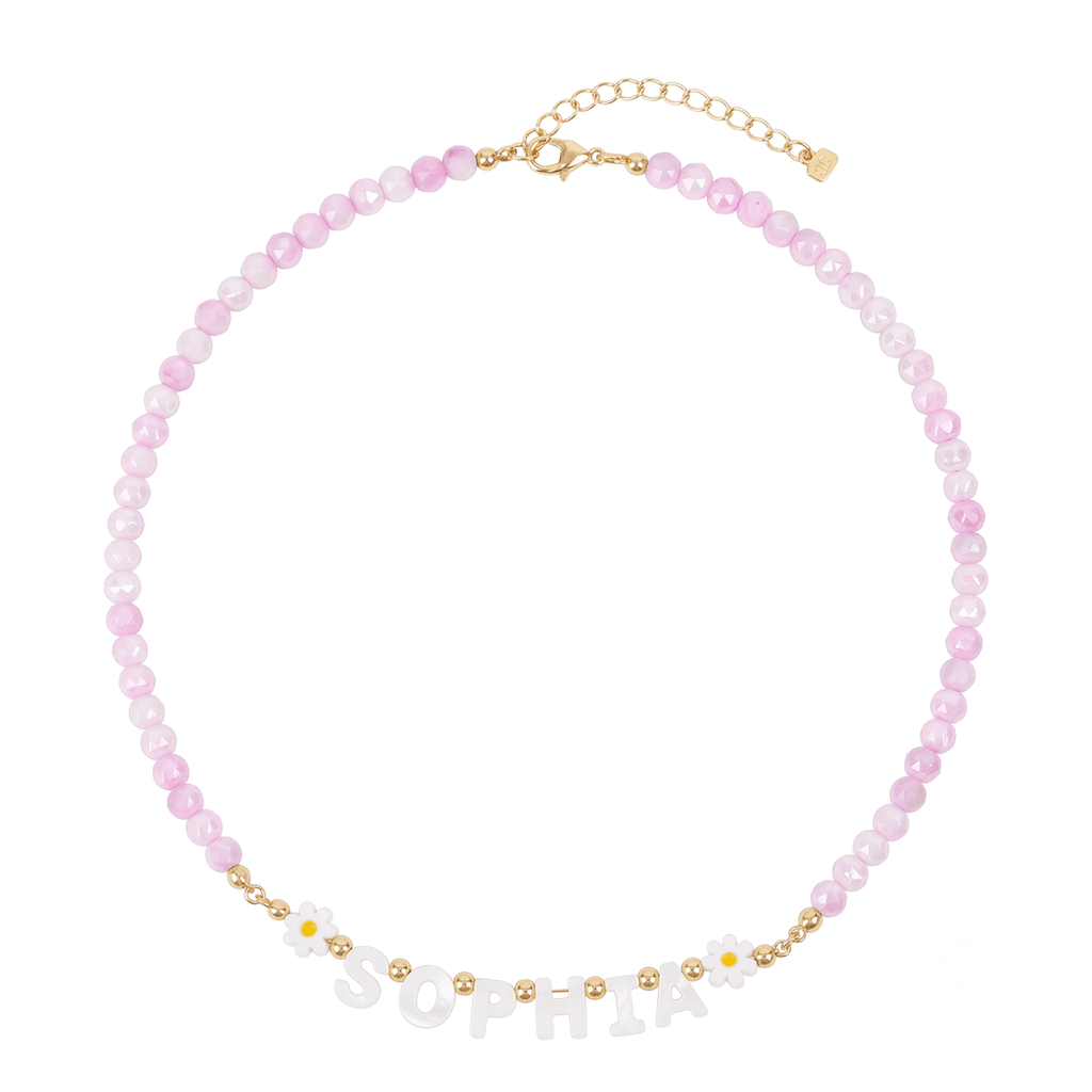 Personalized Name Necklace with Mother of Pearl Letter Beads for Girls - Glaxias