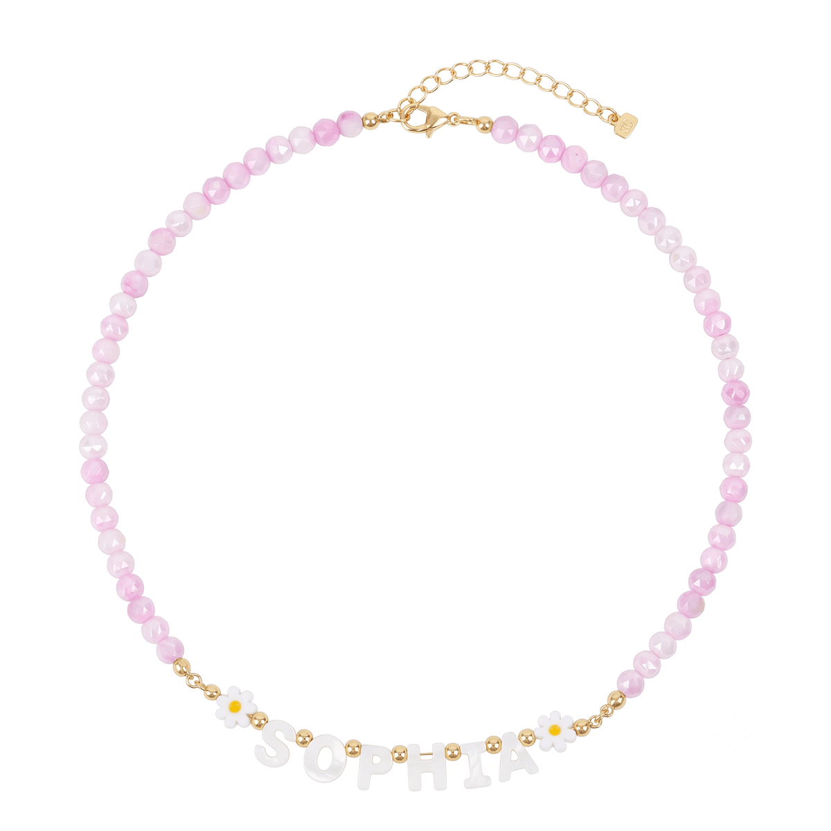 Personalized Name Necklace with Mother of Pearl Letter Beads for Girls - Glaxias