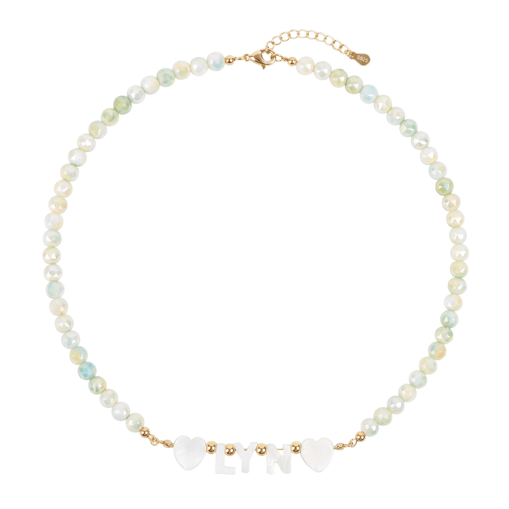 Personalized Name Necklace with Mother of Pearl Letter Beads for Girls - Glaxias