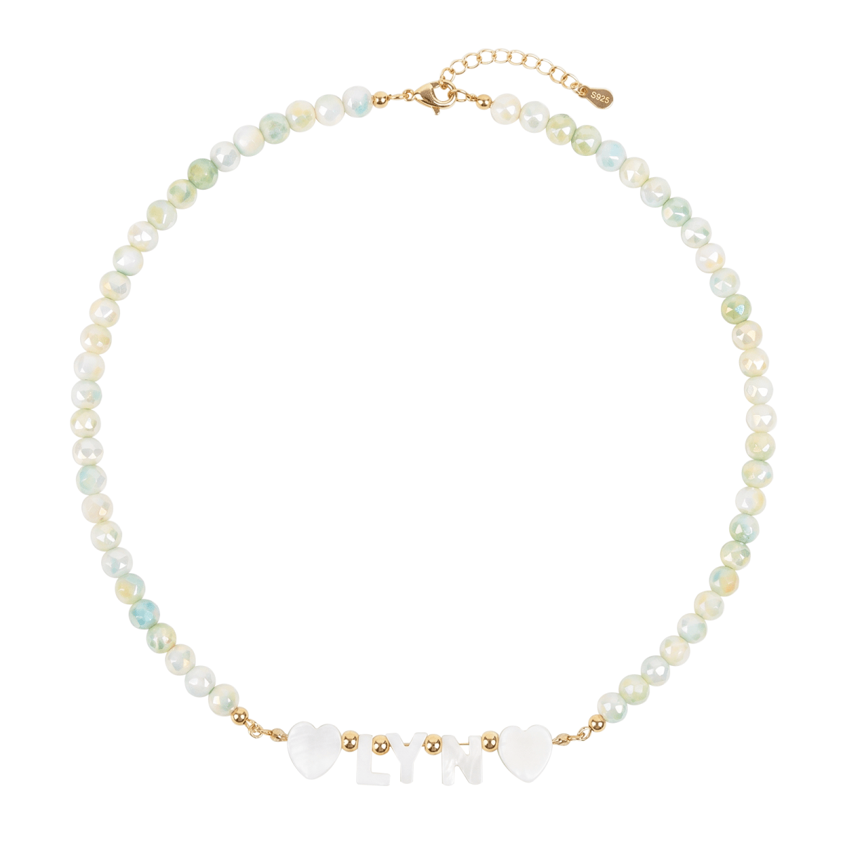 Personalized Name Necklace with Mother of Pearl Letter Beads for Girls - Glaxias