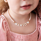 Personalized Name Necklace with Mother of Pearl Letter Beads for Girls - Glaxias