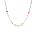 Personalized Pastel Mix Bead Pearl Name Necklace for Little Girls - Glaxias