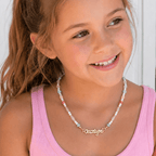 Personalized Pastel Mix Bead Pearl Name Necklace for Little Girls - Glaxias