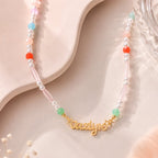 Personalized Pastel Mix Bead Pearl Name Necklace for Little Girls - Glaxias