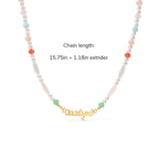 Personalized Pastel Mix Bead Pearl Name Necklace for Little Girls - Glaxias