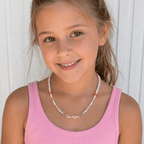 Personalized Pastel Mix Bead Pearl Name Necklace for Little Girls - Glaxias