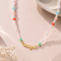 Personalized Pastel Mix Bead Pearl Name Necklace for Little Girls - Glaxias