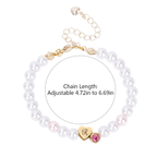 Personalized Pearl Bracelet for Girls with Birthstone and Initial Charm - Glaxias
