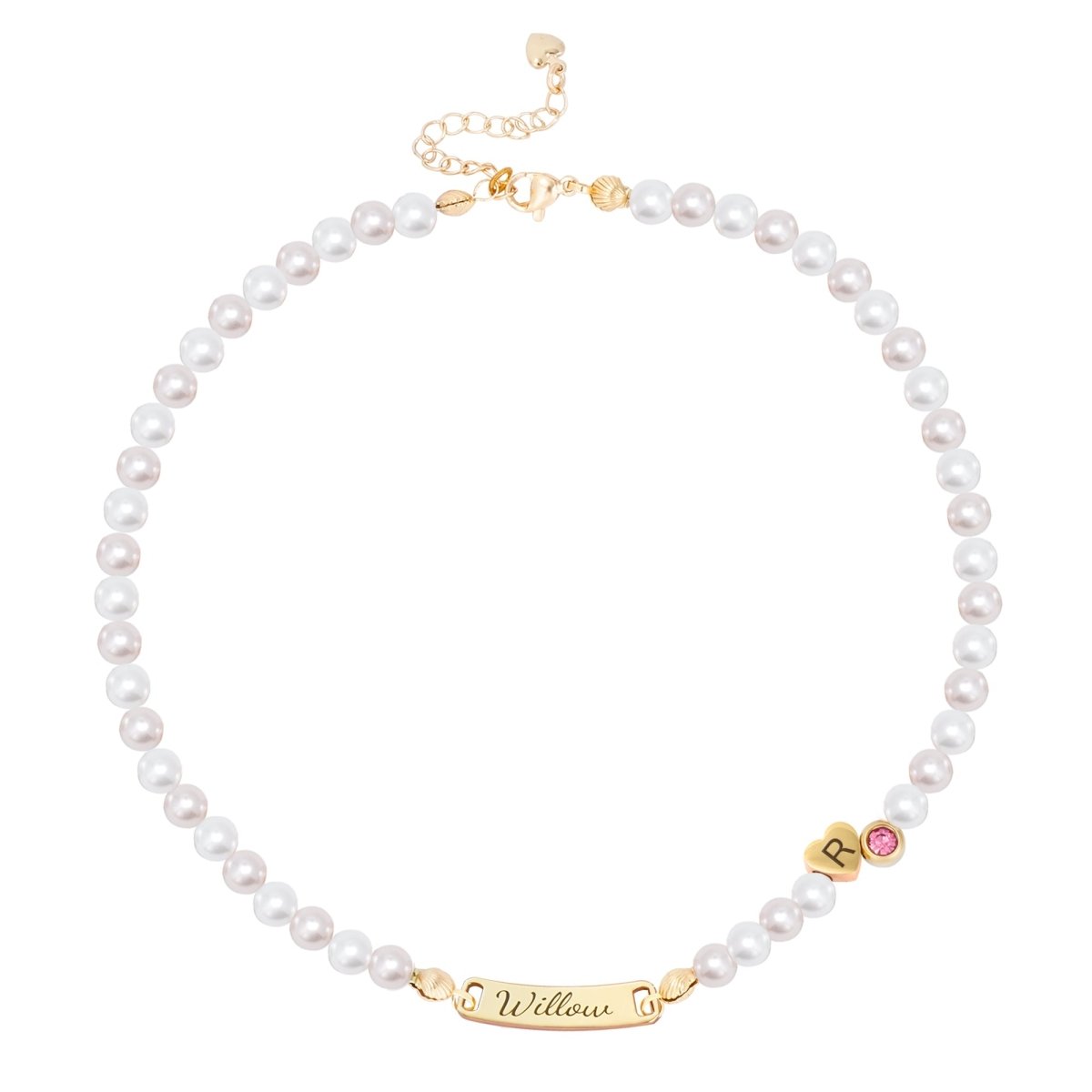 Personalized Pearl Necklace for Girls ¨C Name, Initial, Birthstone - Glaxias