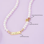Personalized Pearl Necklace for Girls ¨C Name, Initial, Birthstone - Glaxias