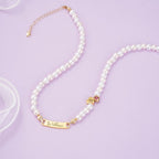 Personalized Pearl Necklace for Girls - Name, Initial, Birthstone - Glaxias