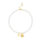 Personalized Pet Name Cross and Pearl Necklace - Glaxias