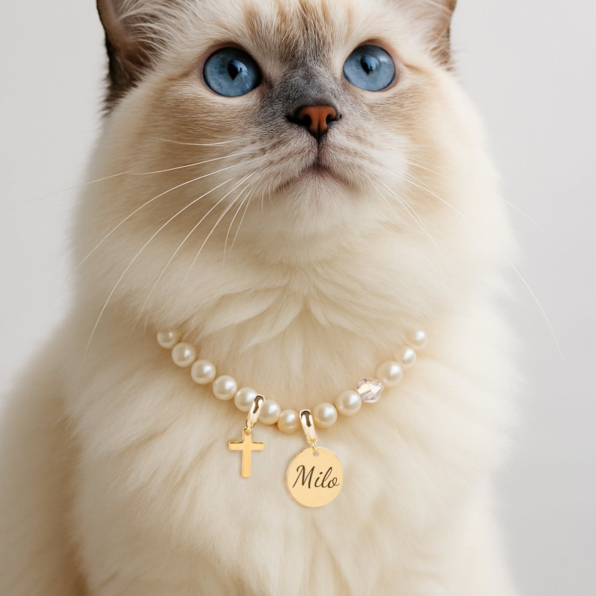 Personalized Pet Name Cross and Pearl Necklace - Glaxias