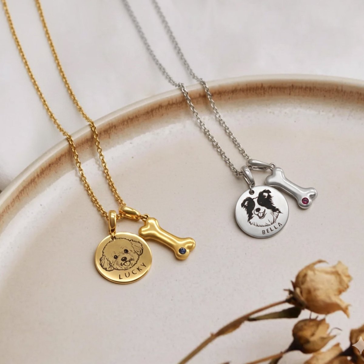 Personalized Pet Photo Name & Birthstone Necklace - Glaxias