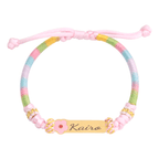 Personalized Rainbow Cord Baby Name Bracelet with Cute Icon - Glaxias