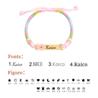 Personalized Rainbow Cord Baby Name Bracelet with Cute Icon - Glaxias
