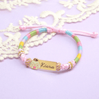 Personalized Rainbow Cord Baby Name Bracelet with Cute Icon - Glaxias