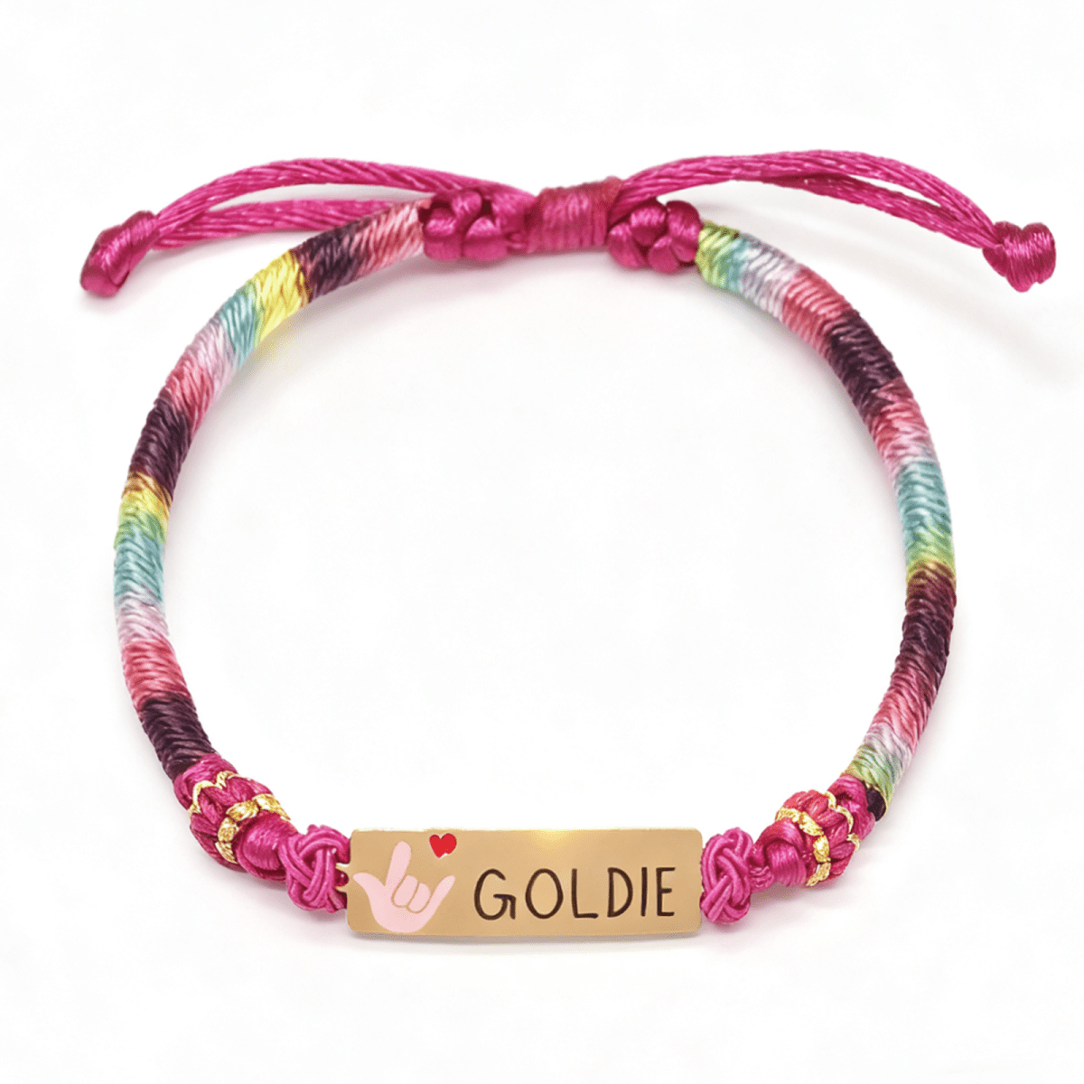 Personalized Rainbow Cord Baby Name Bracelet with Cute Icon - Glaxias