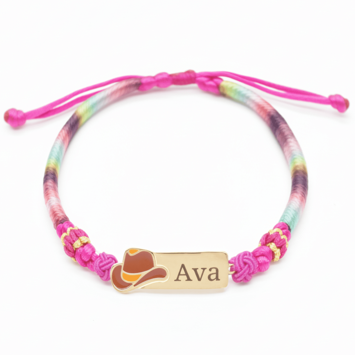 Personalized Rainbow Cord Baby Name Bracelet with Cute Icon - Glaxias