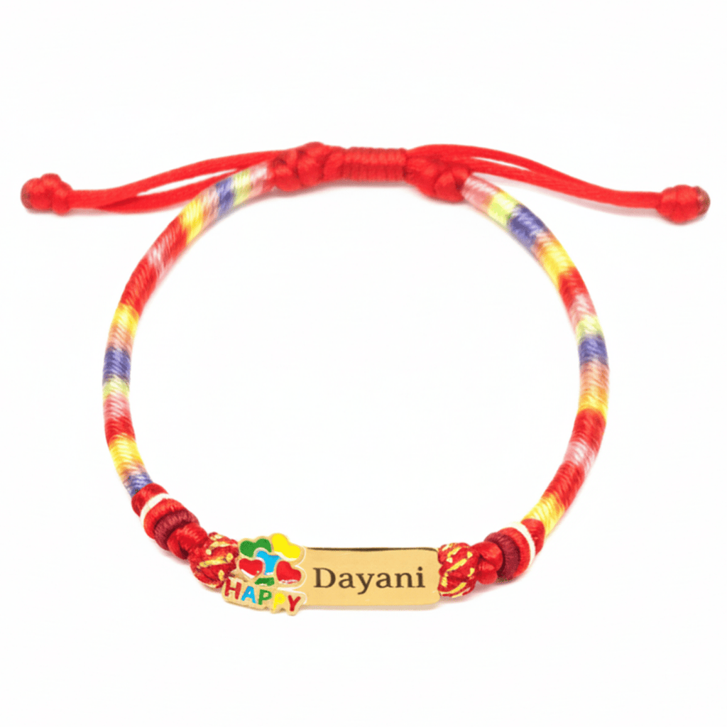 Personalized Rainbow Cord Baby Name Bracelet with Cute Icon - Glaxias