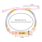 Personalized Rainbow Cord Baby Name Bracelet with Cute Icon - Glaxias