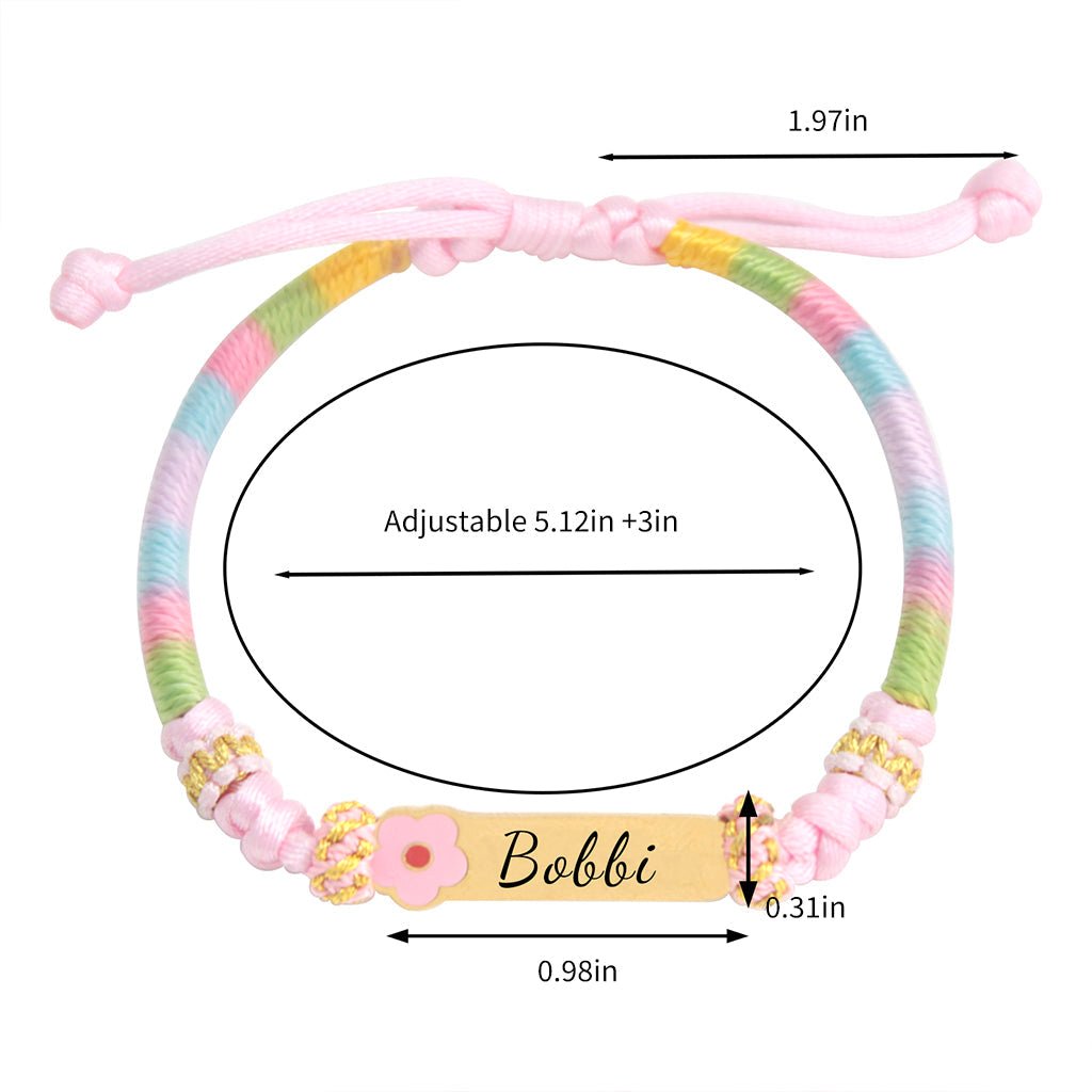 Personalized Rainbow Cord Baby Name Bracelet with Cute Icon - Glaxias