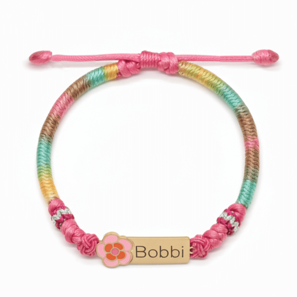 Personalized Rainbow Cord Baby Name Bracelet with Cute Icon - Glaxias