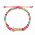 Personalized Rainbow Cord Baby Name Bracelet with Cute Icon - Glaxias