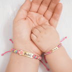 Personalized Rainbow Cord Baby Name Bracelet with Cute Icon - Glaxias