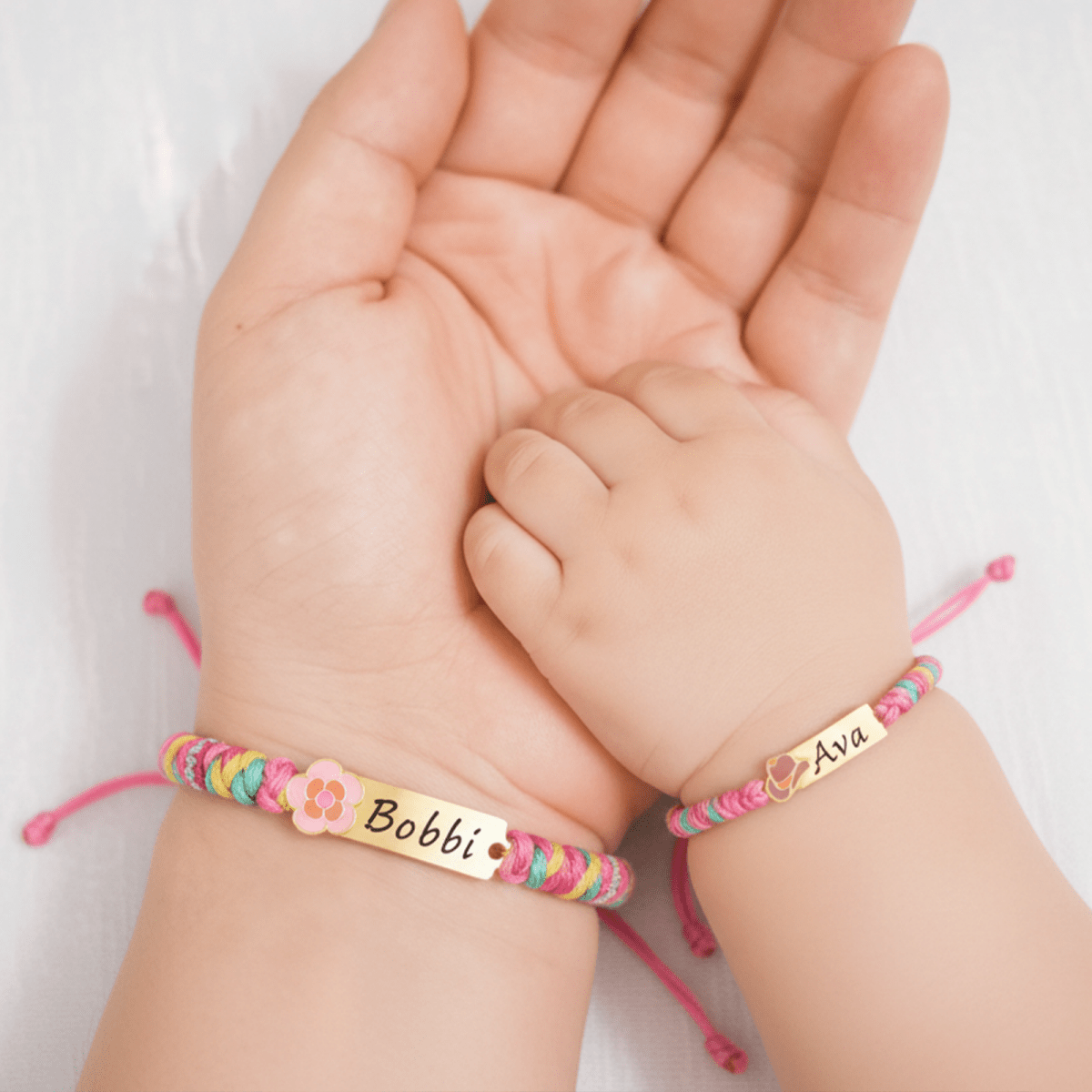 Personalized Rainbow Cord Baby Name Bracelet with Cute Icon - Glaxias