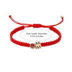 Personalized Red Cord Baby Initial & Birthstone Bracelet - Glaxias
