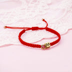 Personalized Red Cord Baby Initial & Birthstone Bracelet - Glaxias